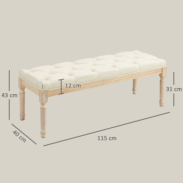 Cream White Vintage Wooden Bed End Bench for Bedroom or Hallway by HOMCOM