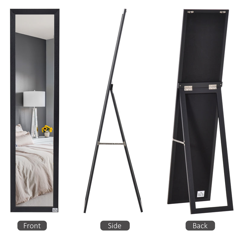 Free Standing Full Length Dressing Mirror with Wall Mount Option for Bedroom 154 cm, Black