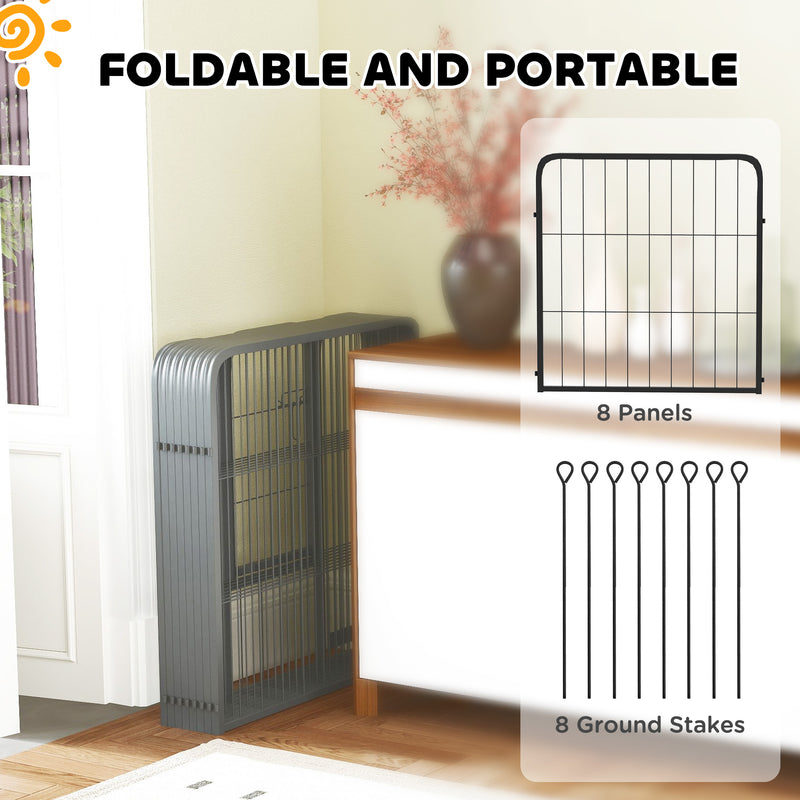 8 Panel Heavy Duty Dog Playpen With Door for Small Dogs 60cm High Indoor Outdoor by PawHut