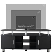 Black TV Unit For TVs Up To 55 Inches With Storage Shelves And Cupboard For Living Room