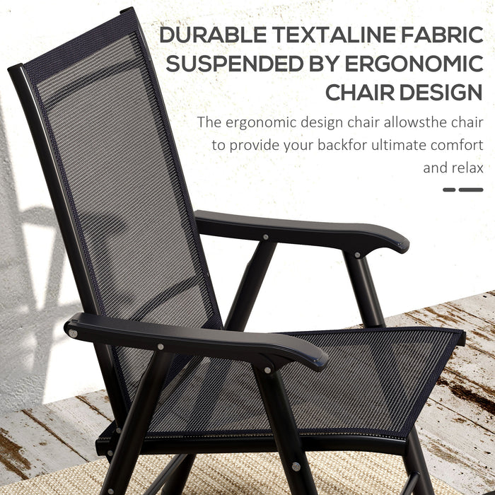 Set of 4 Black Foldable Metal Garden Chairs for Outdoor Dining and Patio by Outsunny