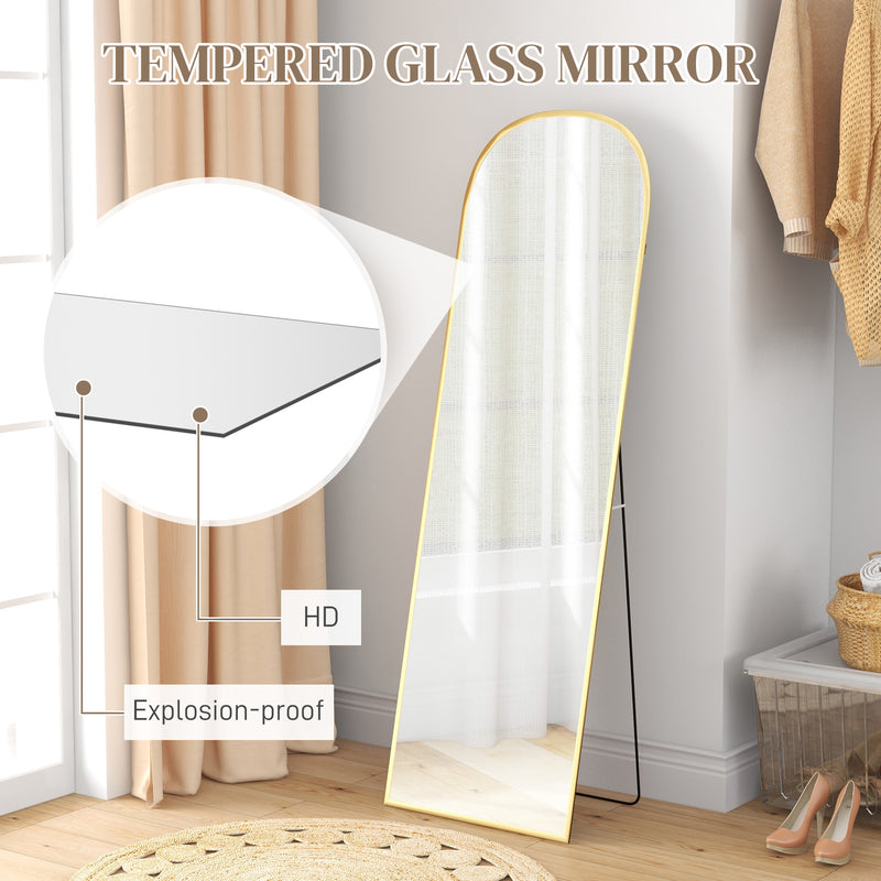Gold Full Length Standing Mirror with Aluminium Frame Ideal for Bedroom or Dressing Room