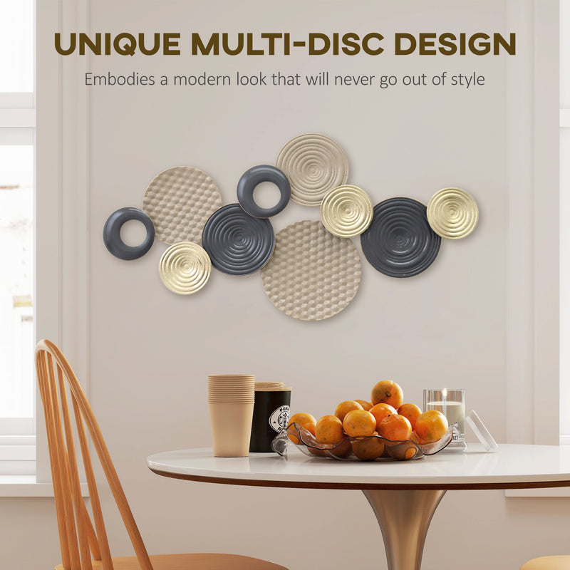Metal Wall Art for Living Room Easy Hang Hand Painted Modern Design Khaki Gold Black