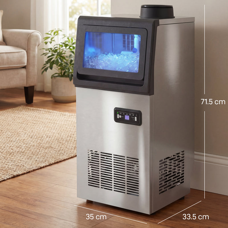 Commercial Ice Maker | 36kg Daily Output | Under Counter | Silver & Black Homcom