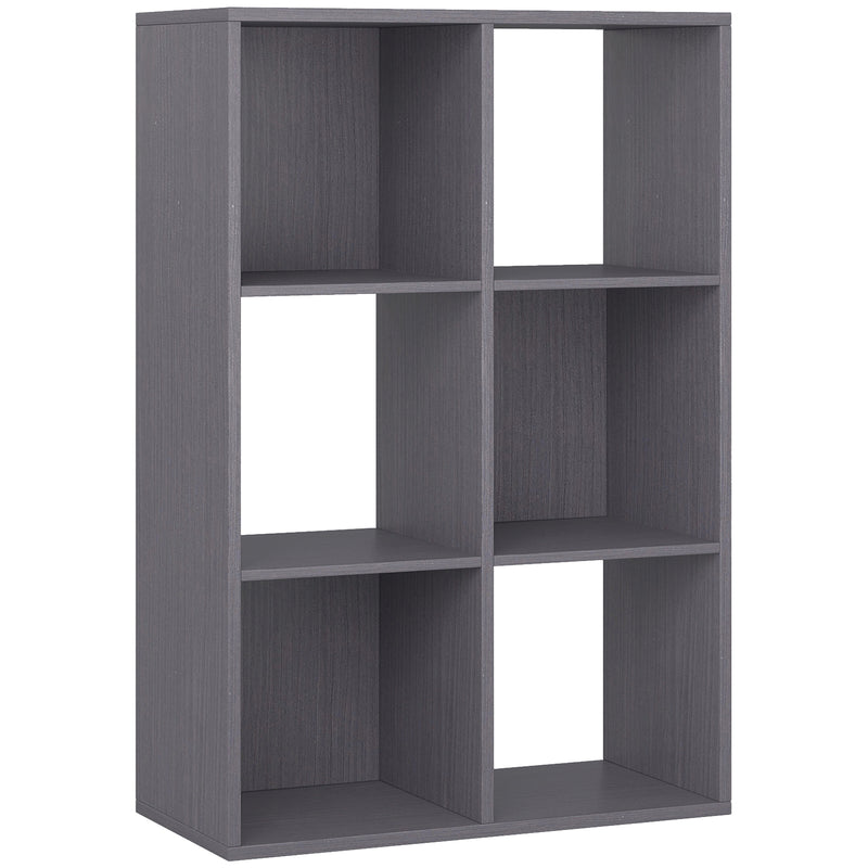 6 Cube Storage Bookshelf With Open Shelves Ideal For Home Or Office Use Grey