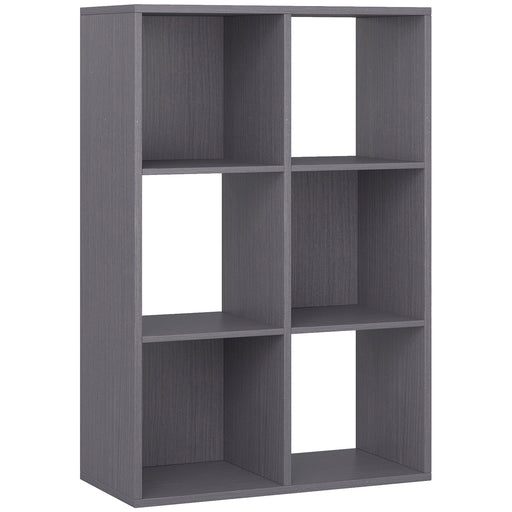 6 Cube Storage Bookshelf With Open Shelves Ideal For Home Or Office Use Grey