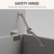 Grey 113L Storage Chest with Flip-Top Lid and Safety Hinges for Living Room and Hallway by HOMCOM