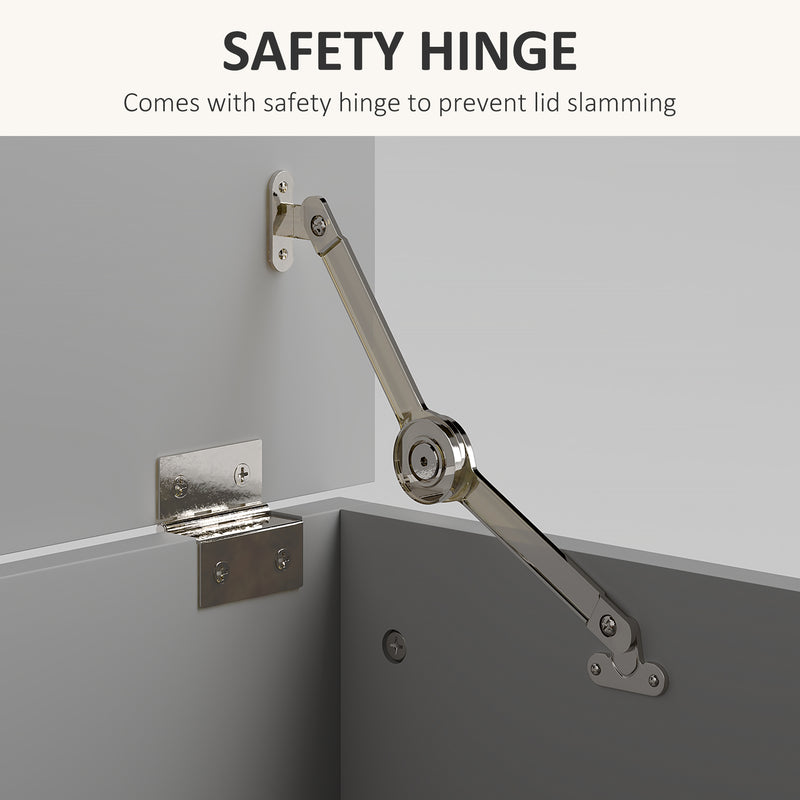 Grey 113L Storage Chest with Flip-Top Lid and Safety Hinges for Living Room and Hallway by HOMCOM