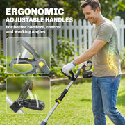 Cordless Garden Tiller for Easy Soil Preparation and Weeding with Adjustable Handle Grey AOSOM