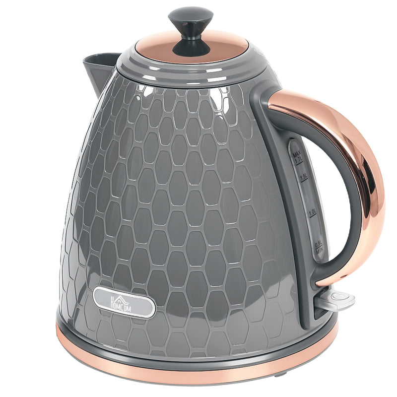 Grey 3kW Rapid Boil Honeycomb Cordless Kettle for Fast Heating by HOMCOM