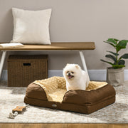 Calming Dog Bed with Removable Cover and Anti Slip Base for Small Dogs Brown