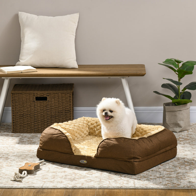 Calming Dog Bed with Removable Cover and Anti Slip Base for Small Dogs Brown
