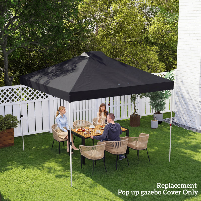 Gazebo Roof Replacement Waterproof UV Protection for 3 x 3 m Frames Black Outsunny