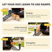 Extra Long Dog Ramp for Car with Non Slip Surface Ideal for Large Pets Black AOSOM