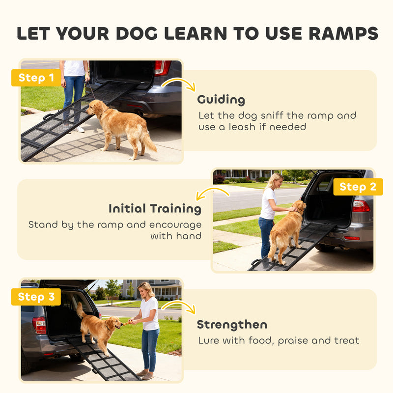Extra Long Dog Ramp for Car with Non Slip Surface Ideal for Large Pets Black AOSOM