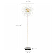 160cm Tall Floor Lamp with Crystallite Dandelion Design and Foot Switch, Silver
