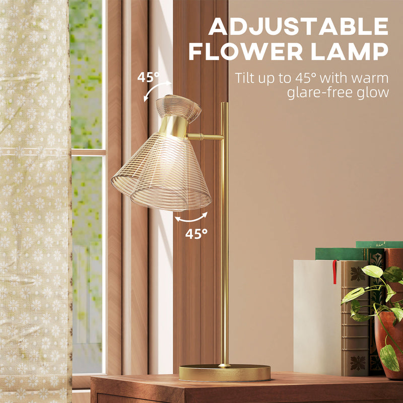 Modern Bedside Table Lamp With Adjustable Flower Head Ideal For Bedrooms And Studies Gold Tone