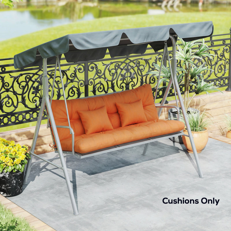 Garden Chair Cushion and Pillow Set for Comfortable Outdoor Seating Orange AOSOM