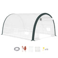 White 4x3m Walk In Tunnel Greenhouse with Steel Frame by Outsunny