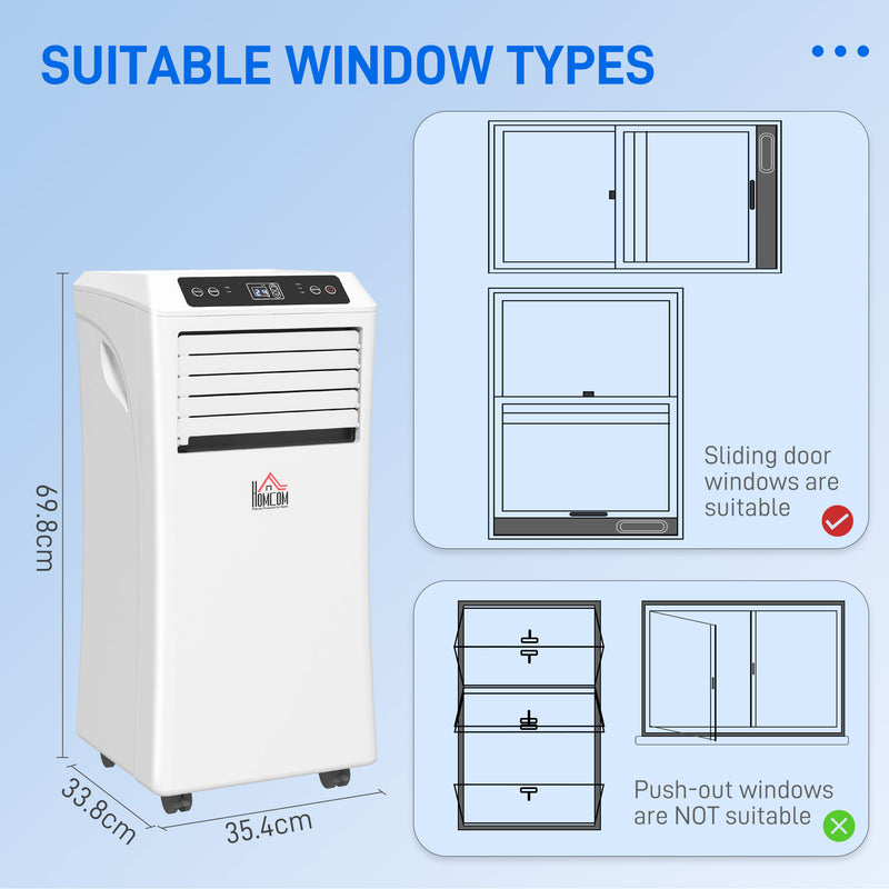 9000 BTU Portable Air Conditioner with Dehumidifier and Fan Cools Rooms up to 28m²