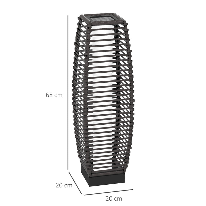 Grey 68cm Rattan Solar Floor Lamp With LED Light For Outdoor Garden Or Pathway Use