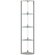 Corner Floor Lamp with LED Lights 5 Shelves for Home Storage Grey Homcom