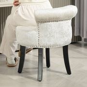 Beige Ice Velvet Dressing Table Stool with Rubber Wood Legs for Bedroom or Living Room by HOMCOM