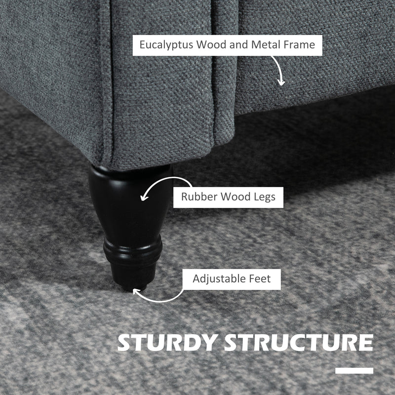 Vintage Upholstered Accent Chair with Back Cushion and Rolled Arms for Lounge Use Grey