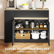 Sideboard with Adjustable Shelves for Space Saving Storage in Dining Room or Kitchen Oak Wood Effect AOSOM