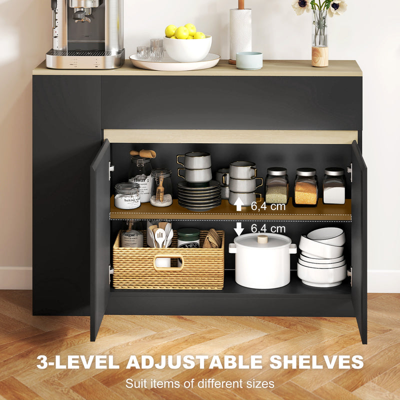Sideboard with Adjustable Shelves for Space Saving Storage in Dining Room or Kitchen Oak Wood Effect AOSOM