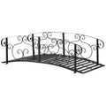 Outsunny 184cm Metal Arch Garden Garden Bridge, Safety Siderails, Arc Footbridge for Garden Creek, Stream, Pond, Black AOSOM