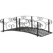 Outsunny 184cm Metal Arch Garden Garden Bridge, Safety Siderails, Arc Footbridge for Garden Creek, Stream, Pond, Black AOSOM