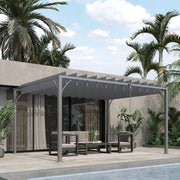 Grey 4 x 3m Aluminium Pergola with Louvered Roof for Garden and Patio by Outsunny