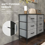 Black 6 Drawer Chest of Drawers with Steel Frame and Wooden Top for Bedroom and Nursery by HOMCOM