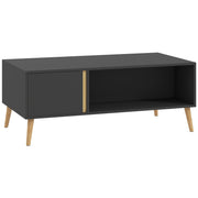 Modern Coffee Table with Storage Shelves and Cabinets for Living Room, Grey