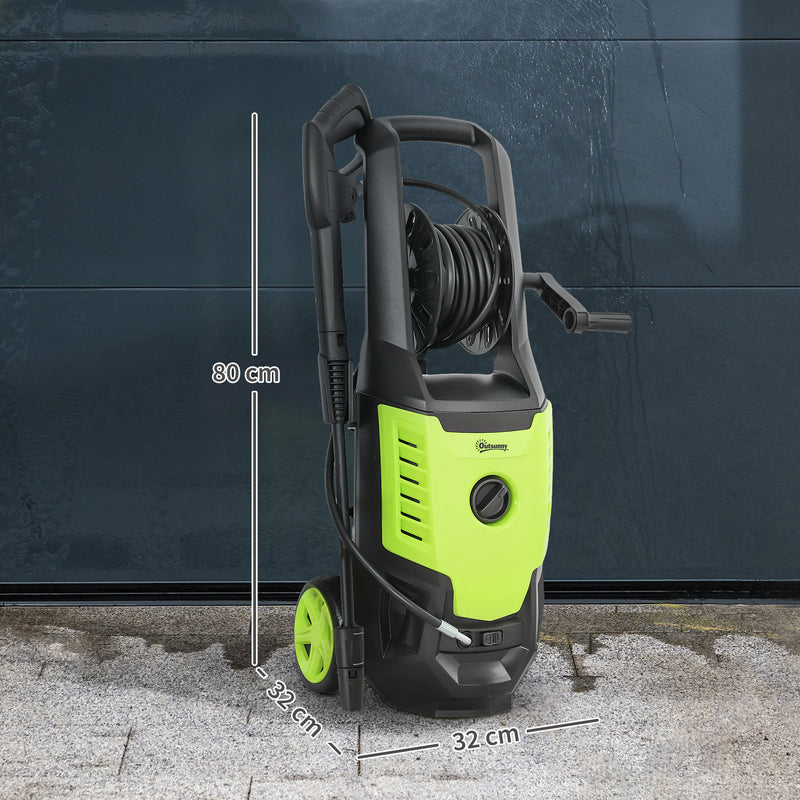 2200W High Pressure Washer 170 Bar 420L/h Flow With Adjustable Nozzle and Hose Reel by Outsunny AOSOM