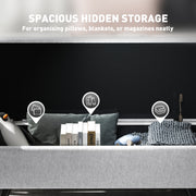 Light Grey Upholstered Storage Ottoman Bench with Armrest and Wooden Legs by HOMCOM