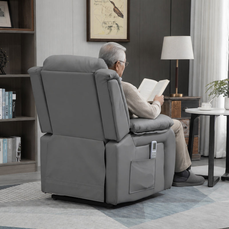 Electric Riser Recliner Chair Grey - rear view with reader