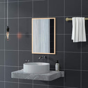 HOMCOM Wall Bathroom Mirror, 70 x 50 cm Wall-Mounted Mirror for Living Room, Bedroom, Hallway, Natural Wood AOSOM