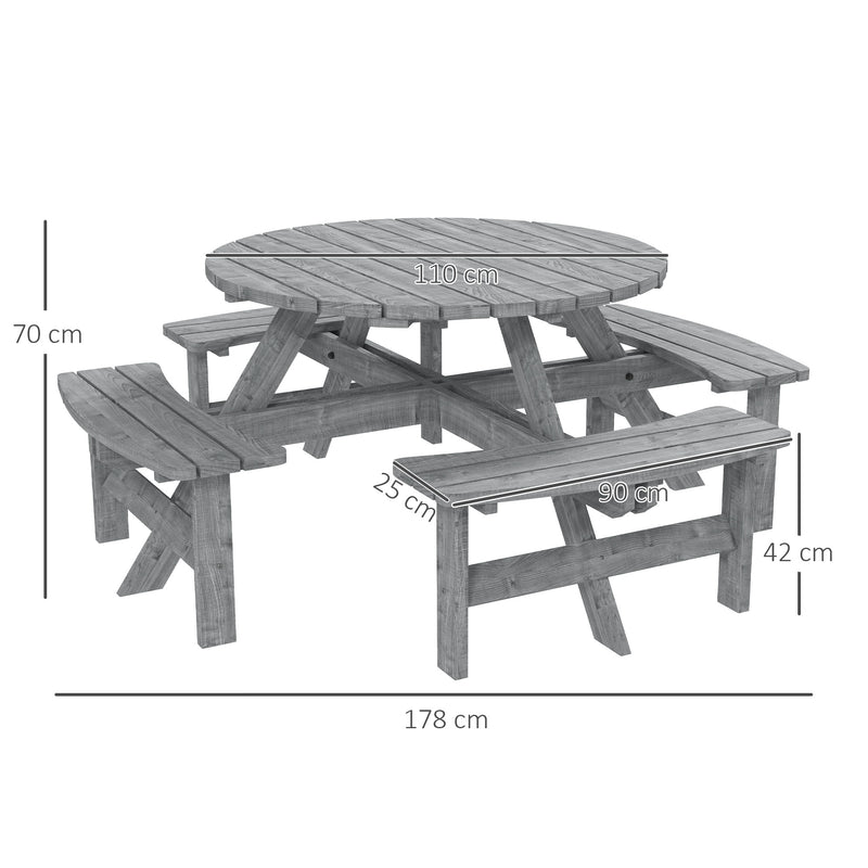 8 Seater Wooden Picnic Table and Bench Set Durable Fir Wood by Outsunny