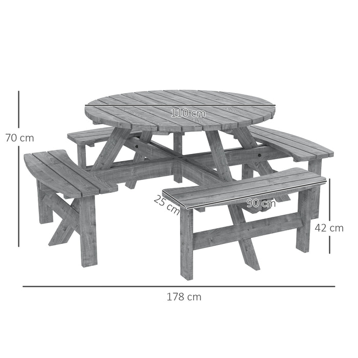 8 Seater Wooden Picnic Table and Bench Set Durable Fir Wood by Outsunny
