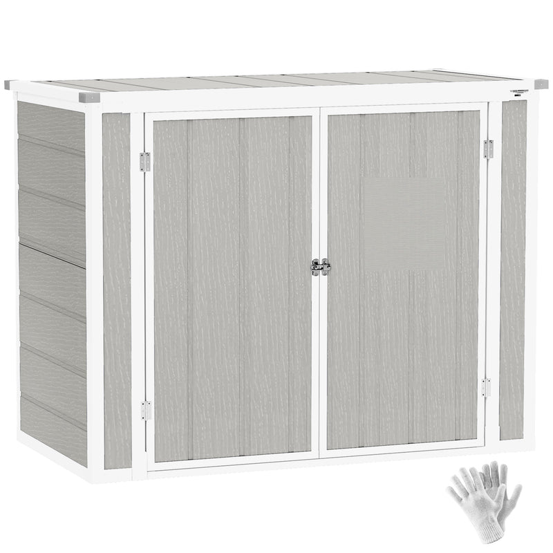 Light Grey Lockable Garden Storage Shed for Tools and Wheelie Bins with Openable Lid by Outsunny