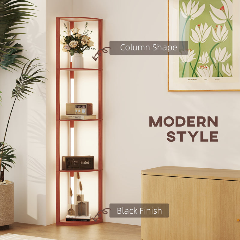 Brown Corner Floor Lamp with Dimmable Warm White LED Light for Living Room or Bedroom by HOMCOM