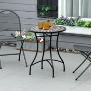 60cm Mosaic Outdoor Round Patio Table Stylish and Weatherproof in Black by Outsunny