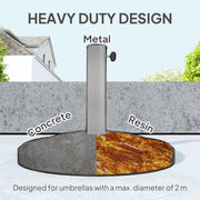 12kg Bronze Round Parasol Base Heavy Duty Resin Umbrella Stand for 32-48mm Poles by Outsunny