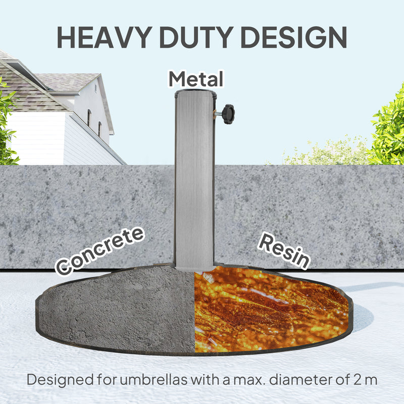 12kg Bronze Round Parasol Base Heavy Duty Resin Umbrella Stand for 32-48mm Poles by Outsunny