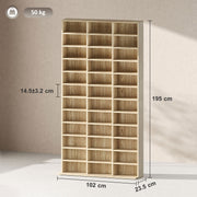Tall CD Storage Cabinet with Adjustable Shelves for Home or Office Use Oak Tone