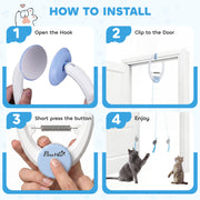 Automatic Doorway Cat Toy With Timer For Indoor Play And Scratch Prevention White Blue Pawhut