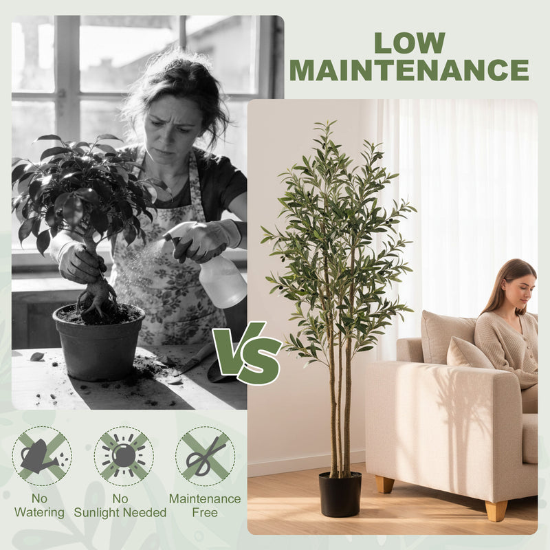 Artificial Olive Tree for Living Room with Stable Base and Zero Maintenance Green Black