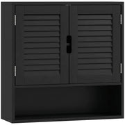 Wall Mounted Bathroom Cabinet With Adjustable Shelves For Compact Storage Black AOSOM